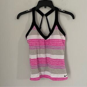 Nike Women’s V Neck Striped Workout Top size S